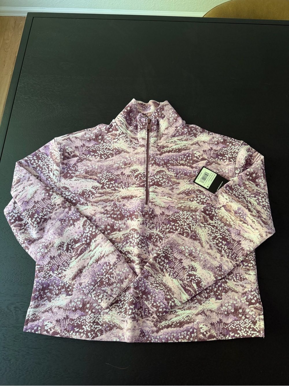 Bad Birdie Lavender & White Patterned Quarter-Zip Pullover